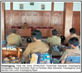 Rapat Koordinasi Rutin Pemerintah Kalurahan Giripanggung Bahas Evaluasi dan Rencana Kegiatan